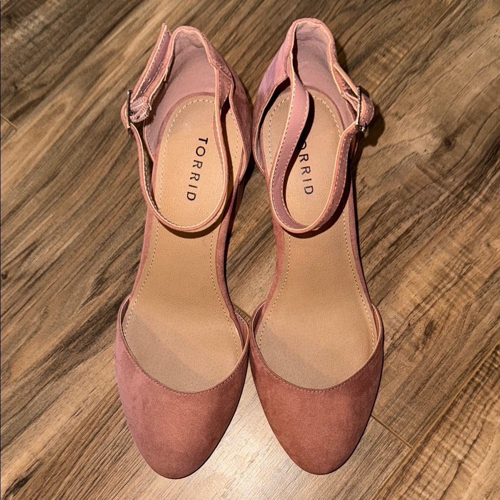 Torrid Pink Suede AnkleStrap pumps